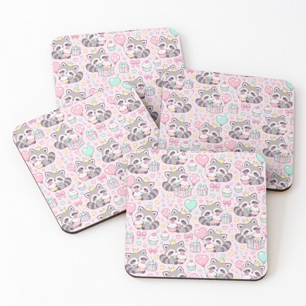 Item preview, Kawaii Birthday Baby Raccoon Cupcake Pattern designed and sold by Soft Berry Studio.
