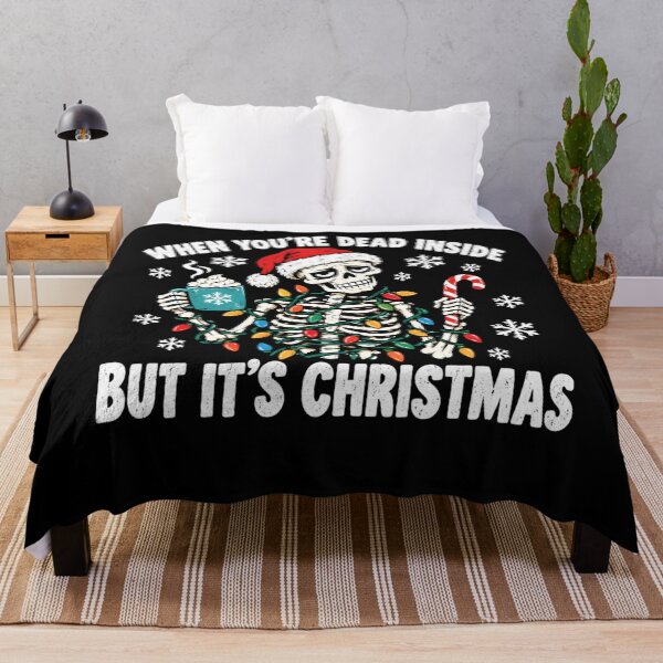 Item preview, When You're Dead Inside But It's Christmas Lights Funny Skeleton Coffee Xmas designed and sold by clothesy7.