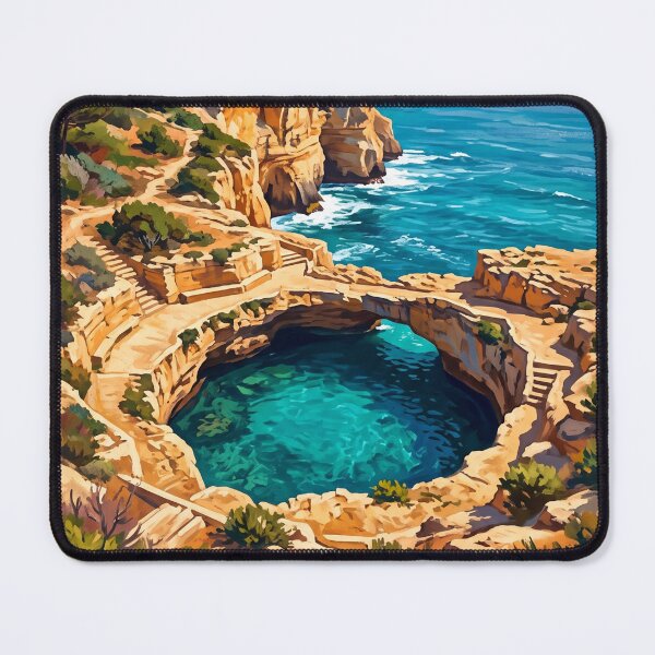 Item preview, Grotta della Poesia Italy Vintage Travel Poster – Roca Vecchia Salento Puglia Sea Cave designed and sold by Bomax121.