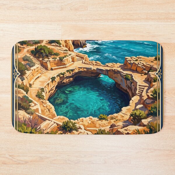 Item preview, Grotta della Poesia Italy Vintage Travel Poster – Roca Vecchia Salento Puglia Sea Cave designed and sold by Bomax121.
