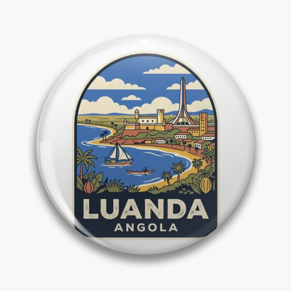 Item preview, Unique Luanda Angola Travel Badge, Baia de Luanda Coast & Agostinho Neto Mausoleum Emblem designed and sold by raedattia.