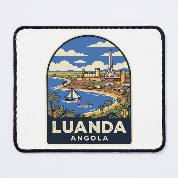 Artikelvorschau, Einzigartiges Luanda-Angola-Reiseabzeichen, Baia-de-Luanda-Küste und Agostinho-Neto-Mausoleum-Emblem entworfen und verkauft von raedattia.