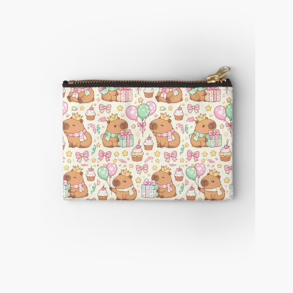 Item preview, Kawaii Birthday Baby Capybara Balloon Party Pattern designed and sold by Soft Berry Studio.
