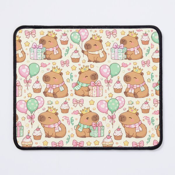 Item preview, Kawaii Birthday Baby Capybara Balloon Party Pattern designed and sold by Soft Berry Studio.