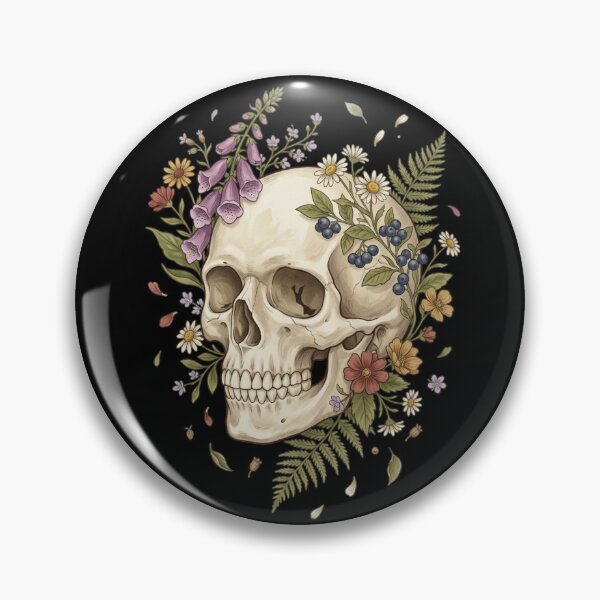 Item preview, Botanical Skull Wildflowers and Ferns Aesthetic Art designed and sold by Stone-T .