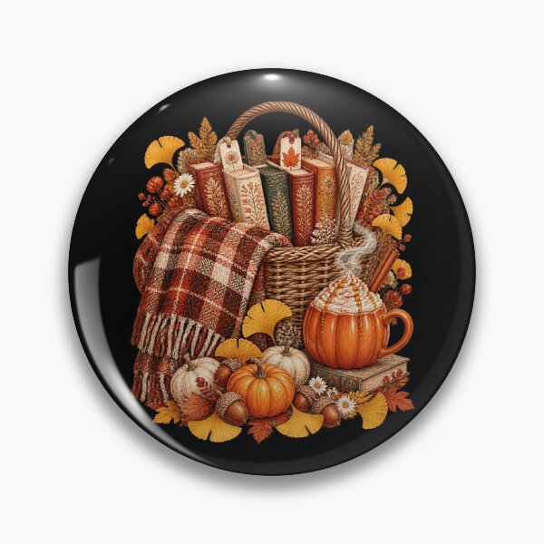 Item preview, Cozy Autumn Reading Picnic Basket Books Plaid designed and sold by barfikalart.
