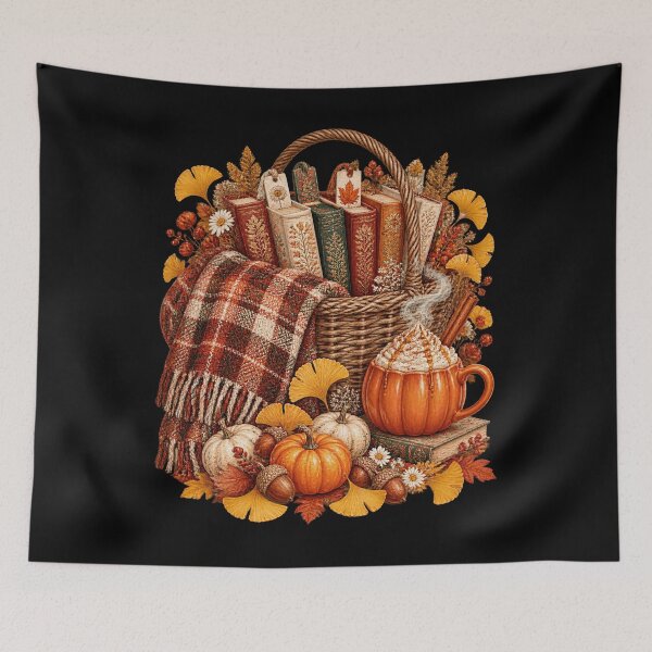 Item preview, Cozy Autumn Reading Picnic Basket Books Plaid designed and sold by barfikalart.