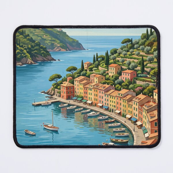 Item preview, Portofino Italy Vintage Travel Poster – Italian Riviera Harbor Liguria Castello Brown designed and sold by Bomax121.