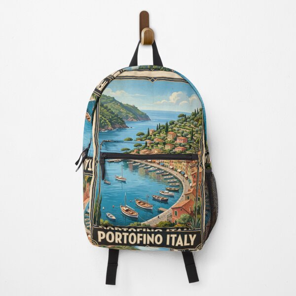 Item preview, Portofino Italy Vintage Travel Poster – Italian Riviera Harbor Liguria Castello Brown designed and sold by Bomax121.