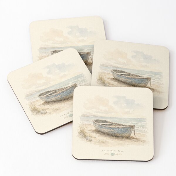 Item preview, No Rush to Leave Rowboat Illustration | Coastal Wall Art designed and sold by FixationStudio.