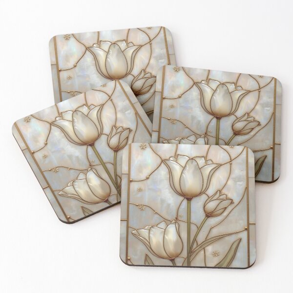 Item preview, Pink tulips stained glass golden sun designed and sold by BriSher.