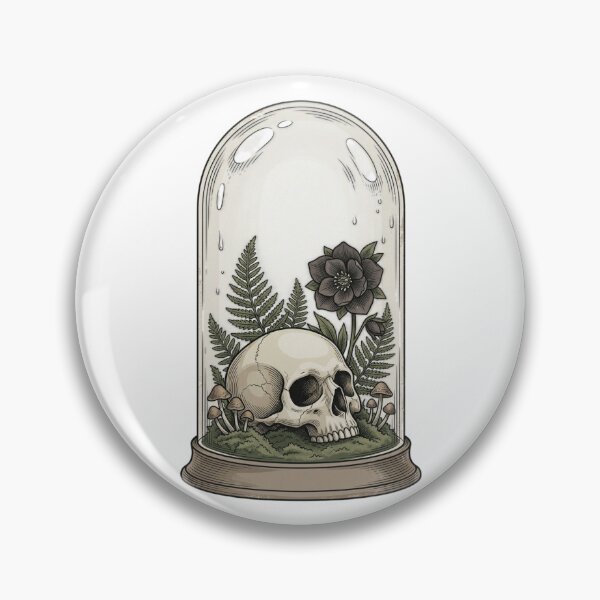 Item preview, Dark Botanical Skull in Glass Dome Terrarium Art designed and sold by Stone-T .