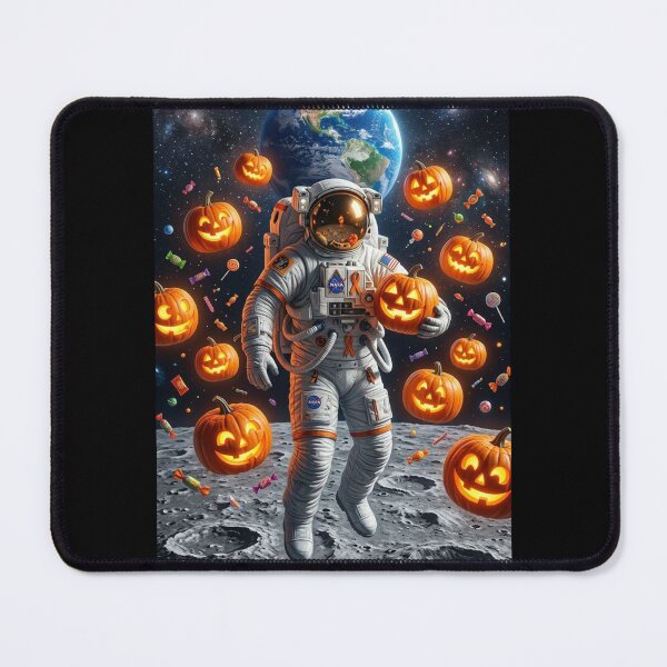 Item preview, Halloween Astronaut on Moon with Glowing Jack-o'-Lanterns: Surreal Space Art designed and sold by Rain-Road.