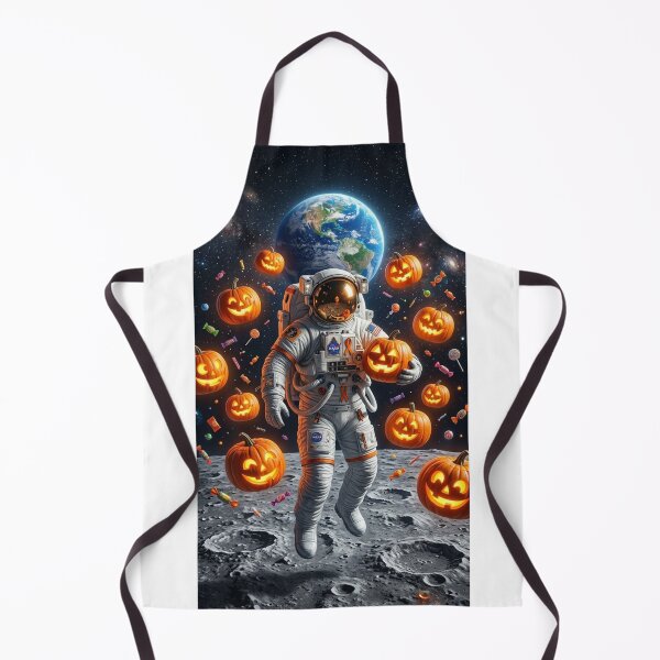 Item preview, Halloween Astronaut on Moon with Glowing Jack-o'-Lanterns: Surreal Space Art designed and sold by Rain-Road.