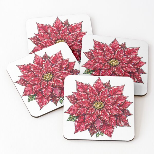 Item preview, Red Poinsettia Crystal Sticker - Ruby Diamond Christmas Flower designed and sold by FineLineBotanical .