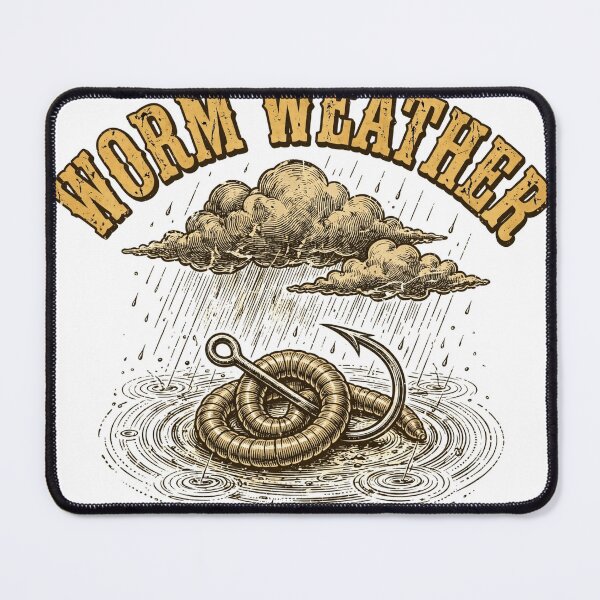 Item preview, Worm Weather T-Shirt – Funny Rainy Day Fishing Humor Tee Gift designed and sold by Worn and Witty.