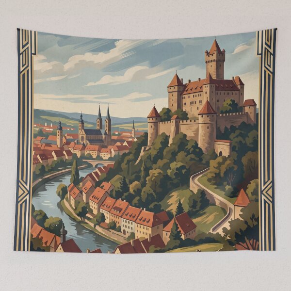 Item preview, Bamberg Altenburg Germany Vintage Travel Poster – Altenburg Castle Old Town Franconia designed and sold by Bomax121.