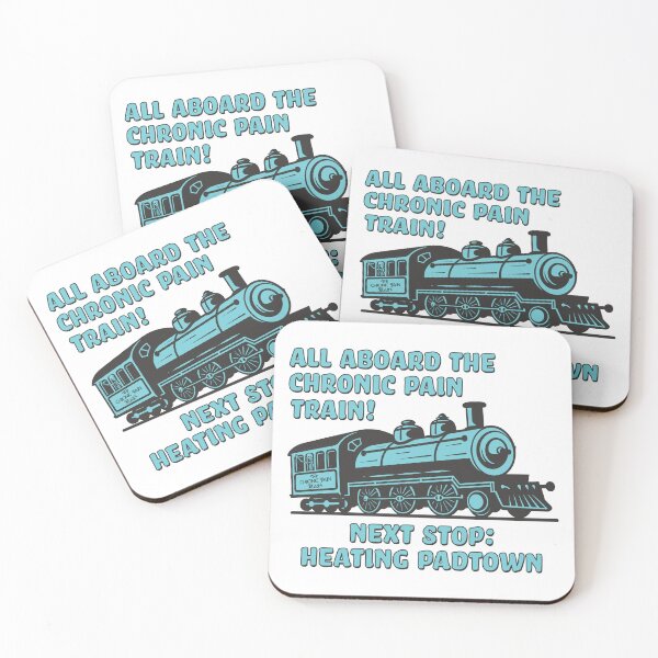 Item preview, All Aboard the Chronic Pain Train - Next Stop Heating Padtown designed and sold by Jesabee Designs.
