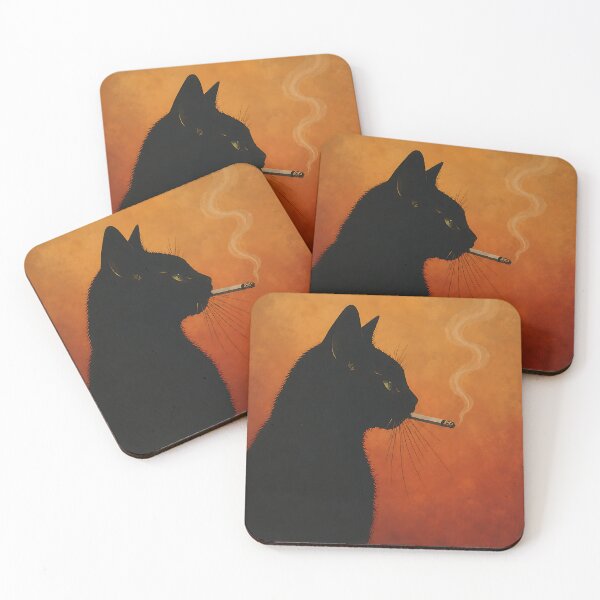 Item preview, Cool Black Cat Smoking Cigarette Vintage Noir Poster Art designed and sold by artswag.