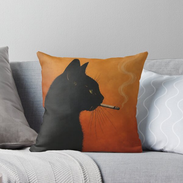Item preview, Cool Black Cat Smoking Cigarette Vintage Noir Poster Art designed and sold by artswag.