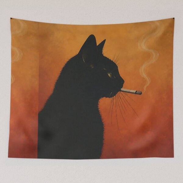 Item preview, Cool Black Cat Smoking Cigarette Vintage Noir Poster Art designed and sold by artswag.