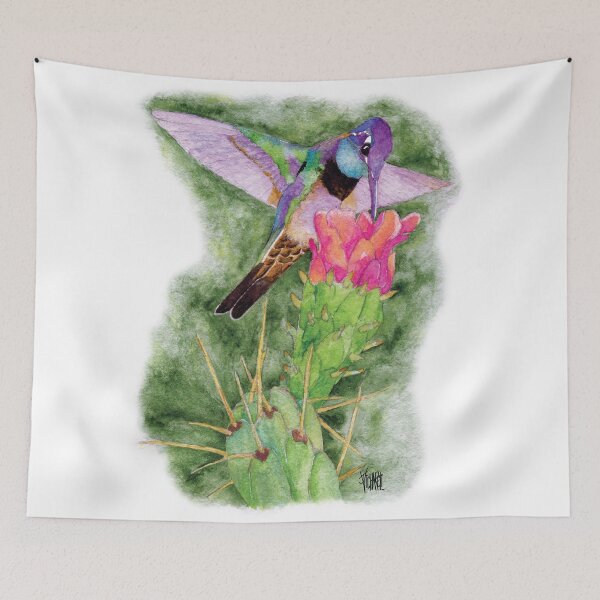 Item preview, RIVOLI'S HUMMINGBIRD WITH CACTUS FLOWER designed and sold by Jesus Vichareli.
