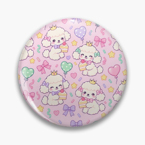 Item preview, Kawaii Birthday Poodle Pattern designed and sold by Soft Berry Studio.