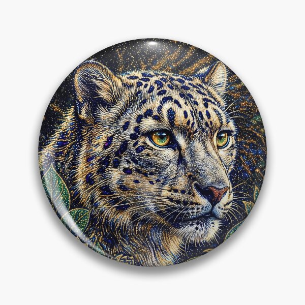 Item preview, Snow Leopard with Golden Eyes and Starry Night Flowers designed and sold by ManJiangHong.