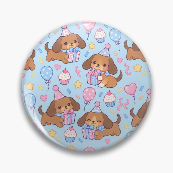 Item preview, Kawaii Birthday Dachshund Pattern designed and sold by Soft Berry Studio.