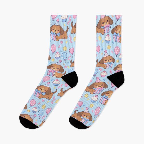 Item preview, Kawaii Birthday Dachshund Pattern designed and sold by Soft Berry Studio.