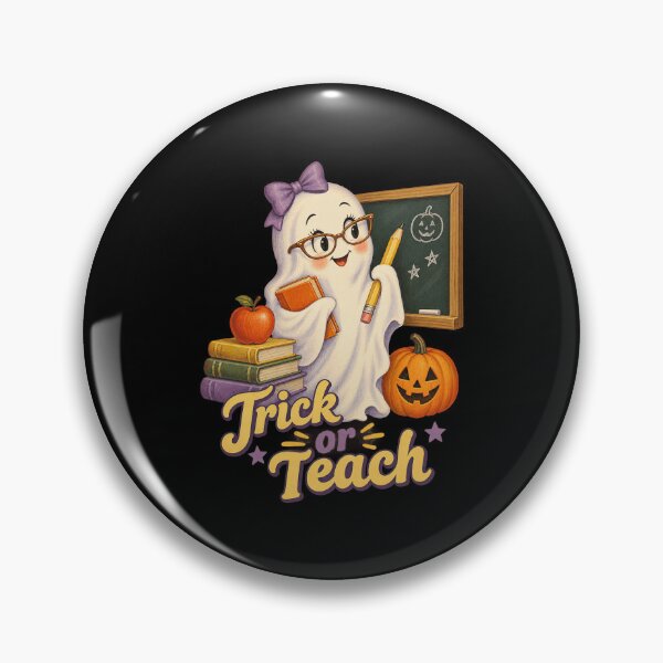Item preview, Trick Or Teach Cute Teacher Ghost School Chalkboard Artwork designed and sold by Felinefinesse.