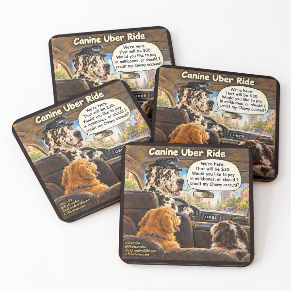 Item preview, Canine Uber Ride Funny Dog Cartoon Gifts by Rick London designed and sold by Rick London Gifts.