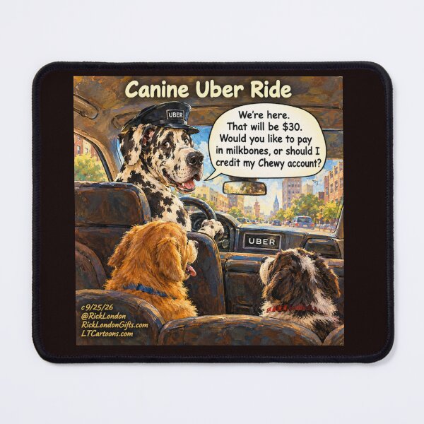 Item preview, Canine Uber Ride Funny Dog Cartoon Gifts by Rick London designed and sold by Rick London Gifts.