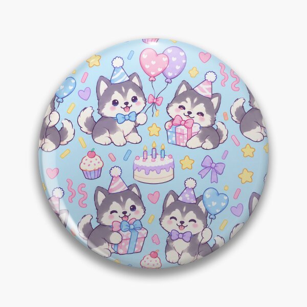 Item preview, Kawaii Birthday Husky Puppy Pattern designed and sold by Soft Berry Studio.