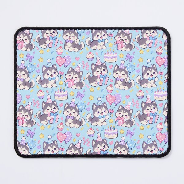 Item preview, Kawaii Birthday Husky Puppy Pattern designed and sold by Soft Berry Studio.