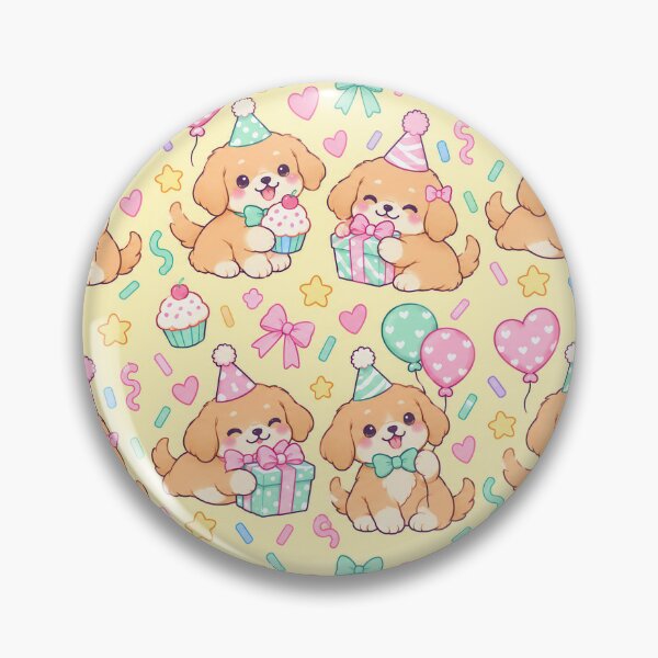 Item preview, Kawaii Birthday Golden Retriever Puppy Pattern designed and sold by Soft Berry Studio.