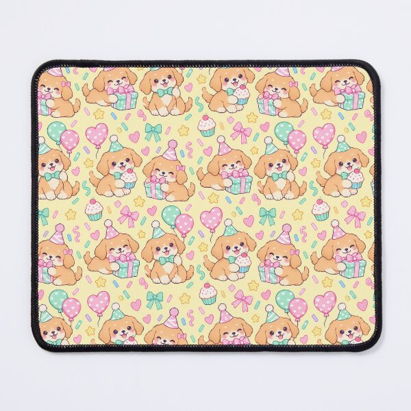 Item preview, Kawaii Birthday Golden Retriever Puppy Pattern designed and sold by Soft Berry Studio.