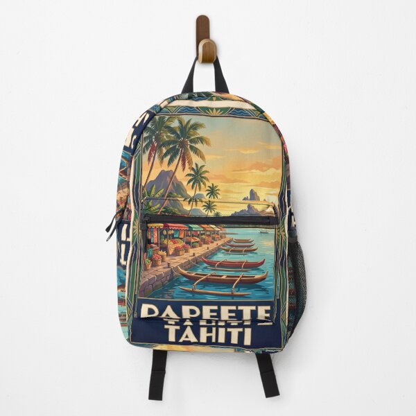 Item preview, Papeete Tahiti French Polynesia Vintage Travel Poster – Tropical Harbor Mount Aorai South Pacific designed and sold by Bomax121.