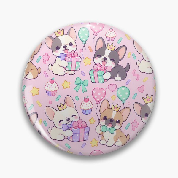 Item preview, Kawaii Birthday French Bulldog Puppy Pattern designed and sold by Soft Berry Studio.