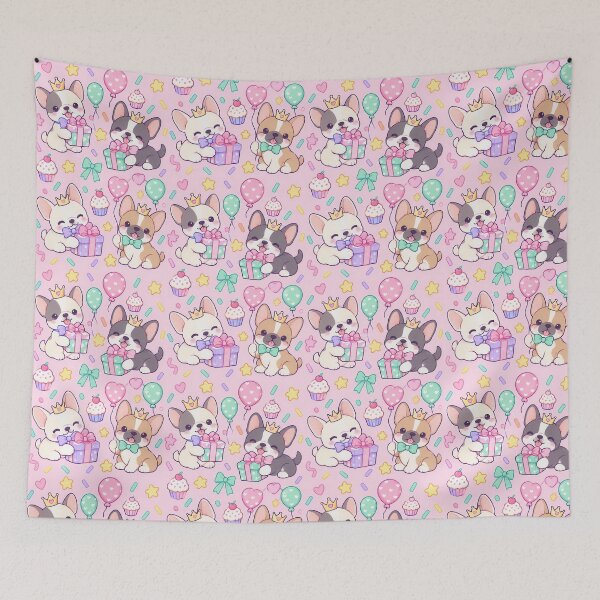 Item preview, Kawaii Birthday French Bulldog Puppy Pattern designed and sold by Soft Berry Studio.