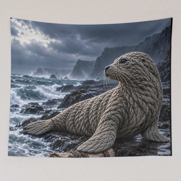 Item preview, Selkie Protecting a Tidal Relic on a Stormy Shore designed and sold by JUTElCONIC.