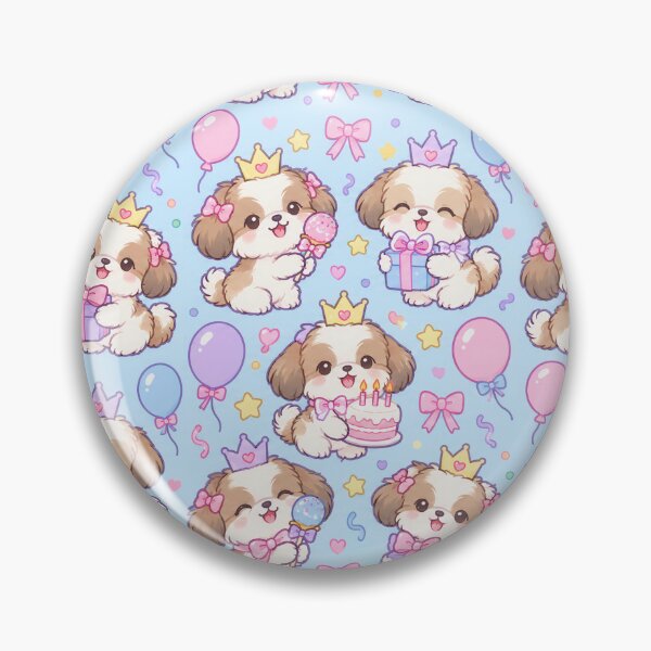 Item preview, Kawaii Birthday Shih Tzu Puppy Pattern designed and sold by Soft Berry Studio.