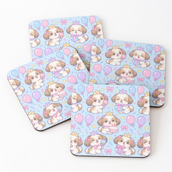 Item preview, Kawaii Birthday Shih Tzu Puppy Pattern designed and sold by Soft Berry Studio.