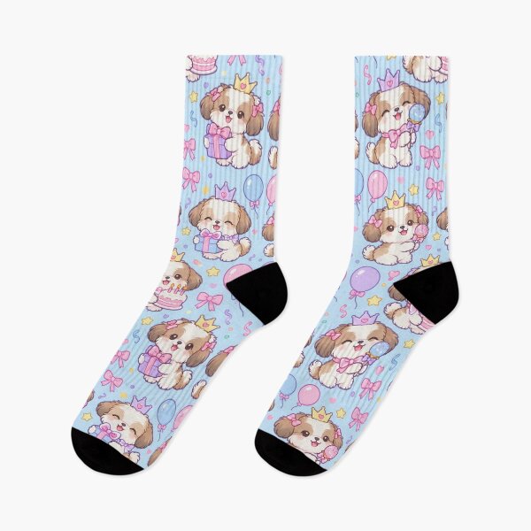 Item preview, Kawaii Birthday Shih Tzu Puppy Pattern designed and sold by Soft Berry Studio.