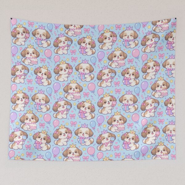 Item preview, Kawaii Birthday Shih Tzu Puppy Pattern designed and sold by Soft Berry Studio.