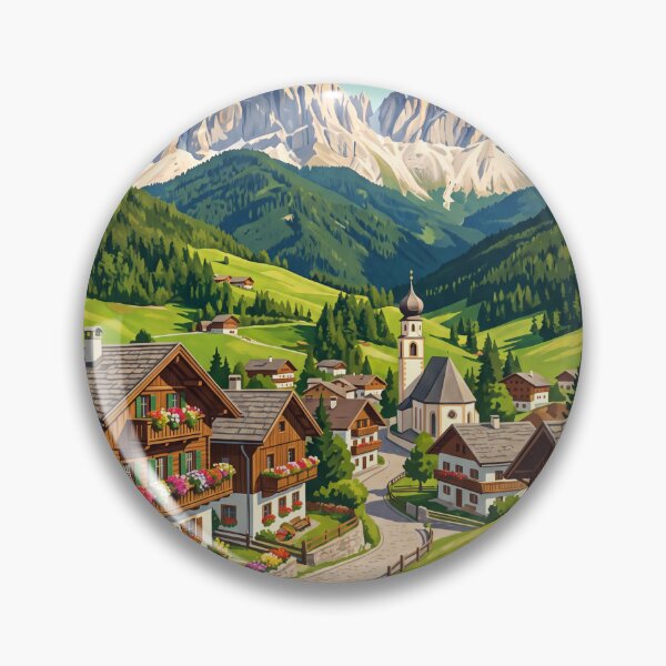 Artikelvorschau, St. Ulrich, Italien – Vintage-Reiseposter – Grödnertal, Dolomiten, Südtiroler Alpendorf entworfen und verkauft von Bomax121.
