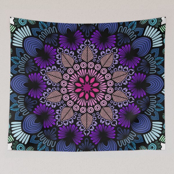 Item preview, Midnight Bloom Geometric Floral Mandala designed and sold by FioreDiCiliegio.