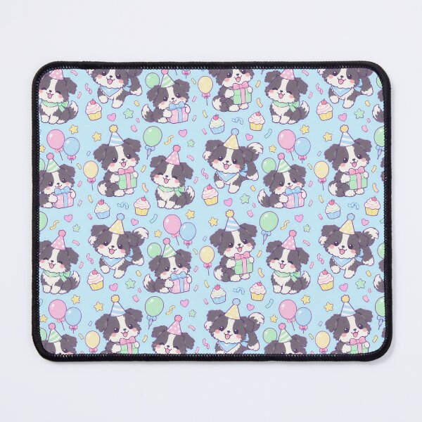 Item preview, Kawaii Birthday Border Collie Puppy Pattern designed and sold by Soft Berry Studio.
