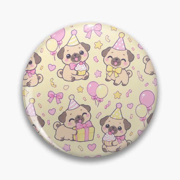 Item preview, Kawaii Birthday Pug Puppy Pattern designed and sold by Soft Berry Studio.