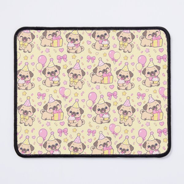 Item preview, Kawaii Birthday Pug Puppy Pattern designed and sold by Soft Berry Studio.